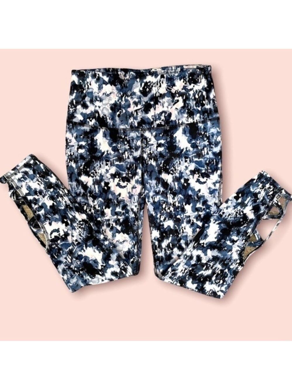 GAIAM High Rise Active Leggings XS Blue | Lattice Cutout Yoga Workout Pants - Picture 10 of 13